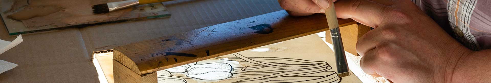 Traditional painted glass workshop