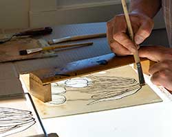 Traditional painted glass workshop