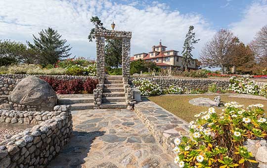 Enders Island grounds, stone stairs outside